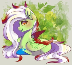 Size: 1396x1249 | Tagged: safe, artist:skylacuna, derpibooru import, oc, pegasus, pony, amputee, female, mare, quadruple amputee, solo, two toned wings