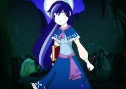 Size: 4000x2834 | Tagged: safe, artist:fantasygerard2000, derpibooru import, majesty, equestria girls, g1, g4, book, clothes, eye clipping through hair, female, g1 to g4, generation leap, magic wand, shawl, sideways glance, skirt, solo