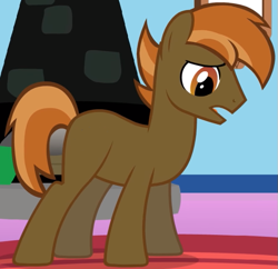 Size: 667x645 | Tagged: safe, artist:mr kupkake, edit, button mash, earth pony, pony, blank flank, missing accessory, older, sad, solo, strangers