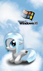 Size: 720x1184 | Tagged: safe, artist:damagek, earth pony, pony, cloud, ponified, solo, windows, windows 98