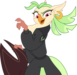 Size: 5000x4882 | Tagged: safe, artist:dashiesparkle, derpibooru import, captain celaeno, anthro, parrot, semi-anthro, my little pony: the movie, .svg available, absurd resolution, beauty mark, clothes, ear piercing, earring, female, hat, open mouth, piercing, pirate hat, simple background, solo, storm king's messenger outfit, time to be awesome, transparent background, tricorne, vector