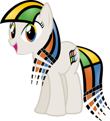 Size: 965x1062 | Tagged: safe, artist:shitigal-artust, earth pony, pony, female, mare, multicolored iris, ponified, simple background, solo, transparent background, windows, windows 95