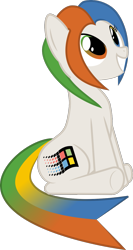 Size: 717x1348 | Tagged: safe, artist:shitigal-artust, earth pony, pony, female, mare, multicolored iris, ponified, simple background, solo, transparent background, windows, windows 98