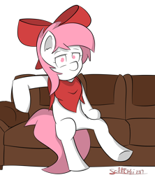 Size: 2000x2250 | Tagged: safe, artist:cherryceriseart, oc, oc only, oc:cherry cerise, earth pony, pony, female, mare, simple background, sitting, sofa, solo, transparent background