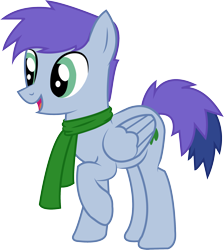 Size: 2011x2247 | Tagged: safe, artist:electrochoc, derpibooru import, oc, oc only, oc:raincloud drizzle, pegasus, pony, clothes, male, raised hoof, scarf, simple background, solo, transparent background, vector