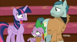 Size: 1660x908 | Tagged: safe, derpibooru import, screencap, on stage, spike, twilight sparkle, twilight sparkle (alicorn), alicorn, dragon, horse play, faic, great moments in animation, quill