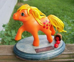 Size: 1020x849 | Tagged: safe, applejack (g1), g1, apple, custom, food, irl, photo, solo, toy