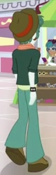 Size: 242x745 | Tagged: safe, screencap, carlos thunderbolt, scott green, equestria girls, mirror magic, spoiler:eqg specials, background human, clothes, cropped, glasses, hat, pants, phone, rear view, shoes, solo