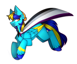 Size: 2055x1722 | Tagged: safe, artist:umiimou, derpibooru import, oc, oc:zap, pegasus, pony, asexual pride flag, cape, clothes, male, pride, simple background, solo, stallion, transparent background