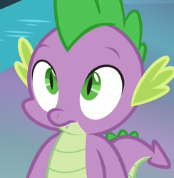 Size: 1054x1080 | Tagged: safe, derpibooru import, screencap, spike, dragon, horse play, cropped, male, reaction image, solo