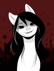 Size: 900x1200 | Tagged: safe, artist:maria-fly, jeff the killer, meme, ponified, rule 63, solo