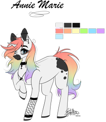 Size: 705x810 | Tagged: safe, artist:ohflaming-rainbow, derpibooru import, oc, oc:annie marie, pony, unicorn, female, mare, reference sheet, simple background, solo, transparent background