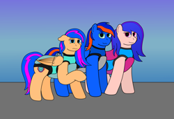 Size: 6592x4541 | Tagged: safe, artist:northern-frost, derpibooru import, oc, oc:garnet flare, oc:morrowin solaris, oc:starlight shimmer, crystal pony, pegasus, pony, absurd resolution, armor