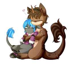 Size: 1495x1349 | Tagged: safe, artist:despotshy, derpibooru import, oc, oc only, oc:prince baka, pony, unicorn, hug, simple background, sitting, transparent background