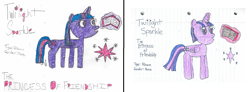 Size: 1372x506 | Tagged: safe, artist:nightshadowmlp, derpibooru import, twilight sparkle, twilight sparkle (alicorn), alicorn, pony, book, comparison, lined paper, redraw, solo, traditional art