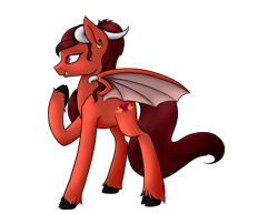 Size: 1600x1236 | Tagged: safe, artist:firepetalfox, derpibooru import, oc, oc only, oc:crimsonhart, demon pony, commission, simple background, solo, transparent background, unshorn fetlocks