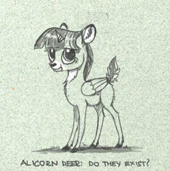 Size: 759x761 | Tagged: safe, artist:el-yeguero, twilight sparkle, twilight sparkle (alicorn), alicorn, deer, peryton, pony, deerified, deerlicorn, monochrome, solo, species swap