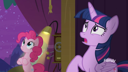 Size: 1366x768 | Tagged: safe, derpibooru import, screencap, pinkie pie, twilight sparkle, twilight sparkle (alicorn), alicorn, earth pony, pony, horse play