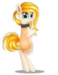 Size: 1921x2473 | Tagged: safe, artist:akarui-orenji, oc, oc only, oc:noroi, earth pony, pony, bipedal, collar, female, heterochromia, mare, pet tag, simple background, solo, transparent background
