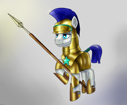 Size: 2300x1900 | Tagged: safe, artist:dukevonkessel, derpibooru import, earth pony, pony, armor, helmet, royal guard, solo, spear, weapon