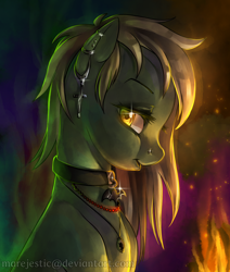 Size: 2000x2360 | Tagged: safe, artist:marejestic, oc, oc only, earth pony, pony, ear piercing, earring, jewelry, looking at you, necklace, piercing, profile, solo