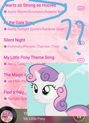 Size: 931x1280 | Tagged: safe, sweetie belle, hearts strong as horses, question mark, solo, song, you had one job