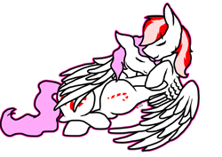 Size: 1024x727 | Tagged: safe, artist:anxiouslilnerd, oc, oc only, oc:candy cane, oc:peppermint, couple, cuddling, cute, request, snuggling