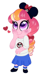 Size: 540x940 | Tagged: safe, artist:carouselunique, derpibooru import, oc, oc only, oc:honeycrisp blossom, equestria girls, disney, hat, mickey hat, mickey mouse club, parent:big macintosh, parent:princess cadance, parents:cadmac, simple background, solo, transparent background