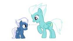 Size: 1280x720 | Tagged: safe, artist:flashimmer, fleetfoot, night glider, pony, cute, female, filly, glideabetes, raised hoof, simple background, sisters, transparent background