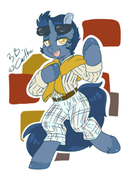 Size: 2816x3712 | Tagged: safe, artist:sweet cream, oc, oc only, oc:b.b., pony, bipedal, carlton banks, clothes, cosplay, costume, dancing, jacket, preppy clothes, smiling, solo, sunglasses