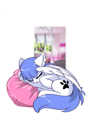 Size: 707x1000 | Tagged: safe, artist:arctic-fox, derpibooru import, oc, oc only, oc:snow pup, pegasus, pony, cute, female, mare, ocbetes, sleeping, solo, wing blanket