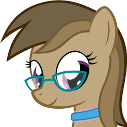 Size: 512x512 | Tagged: safe, artist:the smiling pony, oc, oc only, oc:dawnsong, earth pony, pony, .svg available, bust, choker, derpibooru badge, female, glasses, mare, portrait, simple background, smiling, solo, svg, transparent background, vector