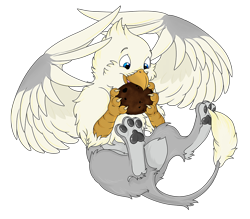 Size: 1000x874 | Tagged: safe, artist:ruster, oc, oc only, oc:der, griffon, cookie, food, paws, simple background, solo, that griffon sure "der"s love cookies, transparent background, underpaw