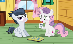 Size: 4204x2540 | Tagged: safe, artist:lunaticdawn, edit, rumble, sweetie belle, pegasus, pony, unicorn, absurd resolution, album, annoyed, baby, baby pony, blushing, female, male, photo, rumbelle, scrapbook, shipping, stallion, straight, vector