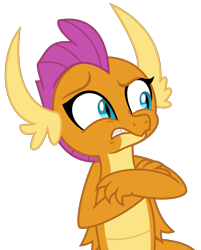 Size: 2141x2669 | Tagged: safe, artist:sketchmcreations, derpibooru import, smolder, dragon, the hearth's warming club, crossed arms, dragoness, female, simple background, solo, sorry, transparent background, vector