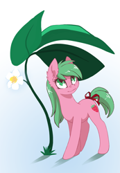 Size: 1727x2500 | Tagged: safe, artist:arctic-fox, derpibooru import, oc, oc only, oc:pine berry, earth pony, pony, female, leaf, mare, smiling, solo