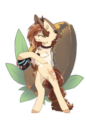 Size: 1768x2500 | Tagged: safe, artist:arctic-fox, derpibooru import, oc, oc only, oc:cappuccino splash, earth pony, pony, coffee, coffee bean, coffee pot, female, hat, mare, rearing, simple background, solo, transparent background