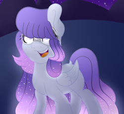 Size: 1024x938 | Tagged: safe, artist:moonlightdisney5, derpibooru import, oc, oc:talia breeze, pegasus, pony, ethereal mane, female, folded wings, glasses, mare, solo, starry mane