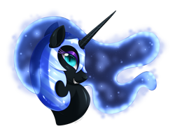 Size: 1500x1129 | Tagged: safe, artist:beanbunn, derpibooru import, nightmare moon, alicorn, bust, female, simple background, solo, transparent background