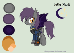 Size: 2084x1492 | Tagged: safe, artist:nightydream, derpibooru import, oc, oc:nighthawk, bat pony, pony, clothes, female, mare, pipbuck, simple background, solo, vault suit