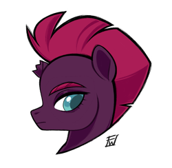 Size: 1023x997 | Tagged: safe, artist:furuwaru, derpibooru import, tempest shadow, pony, unicorn, broken horn, bust, female, mare, simple background, solo, transparent background