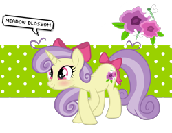 Size: 2934x2280 | Tagged: safe, artist:chococakebabe, derpibooru import, oc, oc only, oc:meadow blossom, pony, unicorn, blushing, bow, female, hair bow, heart eyes, high res, mare, simple background, solo, tail bow, transparent background, wingding eyes