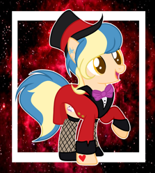 Size: 1024x1148 | Tagged: safe, artist:mintoria, derpibooru import, oc, oc:illusion, earth pony, pony, base used, clothes, female, fishnets, hat, mare, solo, top hat