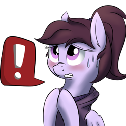 Size: 512x512 | Tagged: safe, artist:lux, derpibooru import, oc, oc only, oc:pillow case, pegasus, pony, ask-pillowcase, bust, exclamation point, female, icon, mare, pictogram, simple background, solo, transparent background, tumblr, tumblr blog, tumblr comic