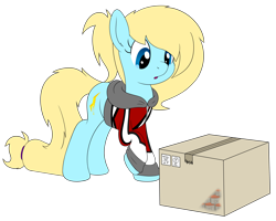 Size: 3500x2800 | Tagged: safe, artist:djdavid98, derpibooru import, oc, oc only, oc:honey wound, pony, box, clothes, female, mare, raised hoof, simple background, solo, transparent background, x-ray