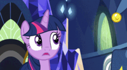 Size: 500x278 | Tagged: safe, derpibooru import, screencap, twilight sparkle, twilight sparkle (alicorn), alicorn, pony, shadow play, :d, admiration, adorkable, animated, cute, dork, female, mare, open mouth, solo, twiabetes, wingding eyes