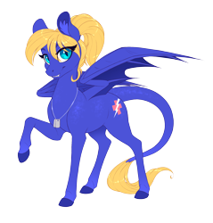 Size: 1836x1920 | Tagged: safe, artist:peridotkitty, derpibooru import, oc, dracony, hybrid, dog tags, dragon wings, ear fluff, female, simple background, slit eyes, smiling, solo, transparent background, wings