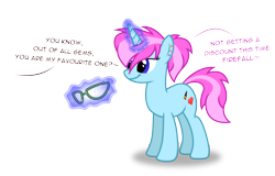 Size: 1590x1020 | Tagged: safe, artist:firefall-mlp, oc, oc only, oc:gemstone, pony, unicorn, female, glasses, magic, mare, offscreen character, simple background, solo, transparent background