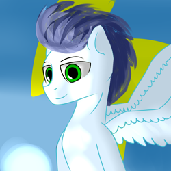 Size: 2000x2000 | Tagged: safe, artist:5oussn, derpibooru import, soarin', pegasus, pony, male, solo, spread wings, wingboner, wings