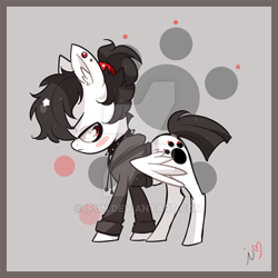 Size: 600x600 | Tagged: safe, artist:ipun, derpibooru import, oc, pegasus, pony, chibi, choker, clothes, deviantart watermark, hoodie, male, obtrusive watermark, solo, spiked choker, stallion, watermark